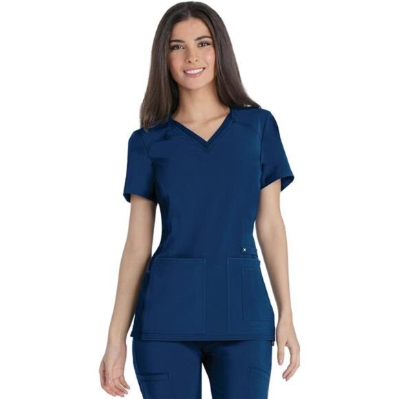 Cherokee Women's Medical Scrub Top Iflex V-Neck Knit Panel Top CK605 - Picture 1 of 4